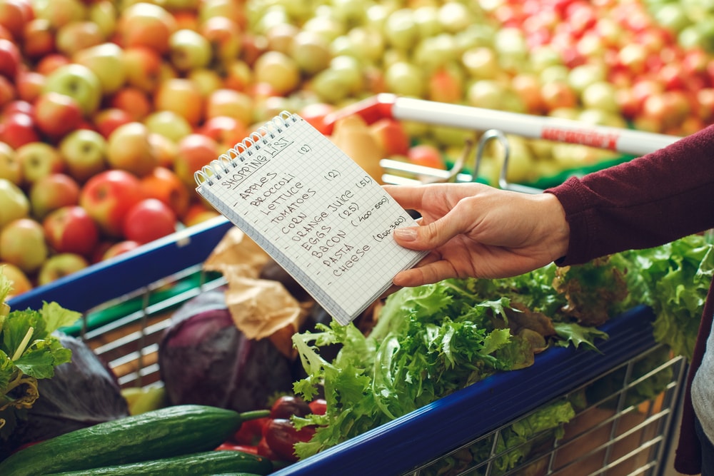 Grocery List app interface for managing shopping items
